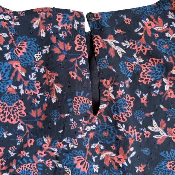 Joie Short Sleeve Floral Blouse Black, Red & Blue S - Picture 8 of 8